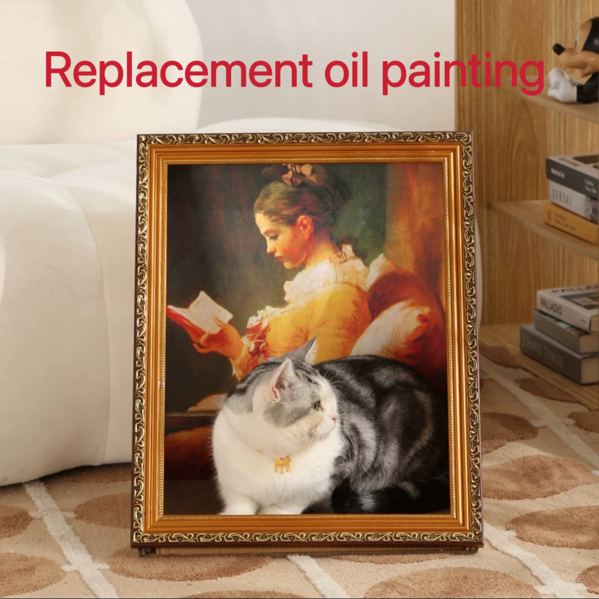 Replacement Oil painting of cat scratching board