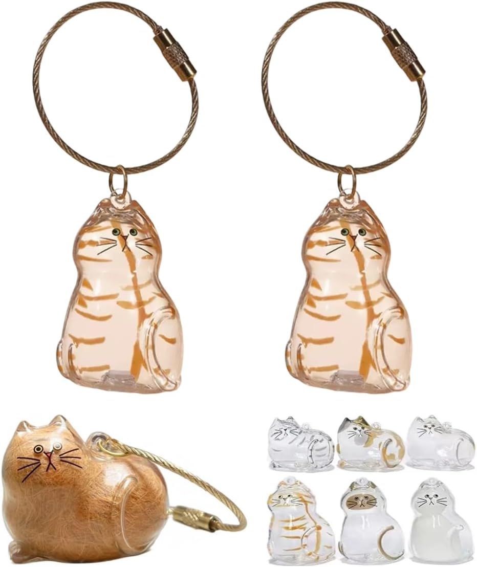 Cat keychain Hair Storage Bottle, Transparent Cat Hair Storage Box Pendants, Keychain Pet Memorial Gifts Accessories