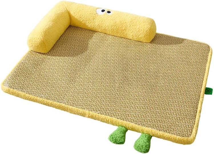Summer Cooling Pet Mat, Rattan Pad Dog Bed, Square Cooling Mat, Pet ice Rattan nest, Dog Bed Summer Pad, Sleeping, for Large Medium Small Dogs Cats,M