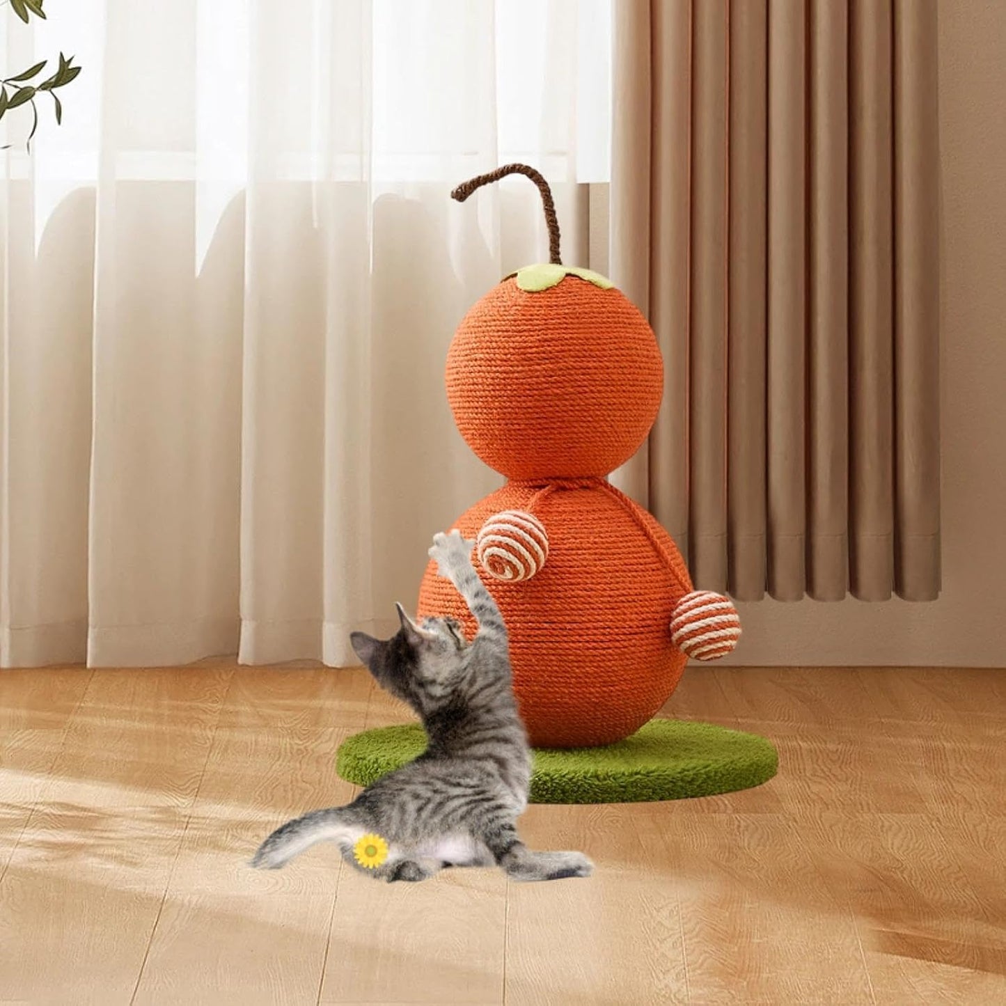 Cat Scratcher Pad Bed Activity Center Furniture Protector Cat Scratching Board Kitten Scratching Pad for Indoor Cats Resting, Orange