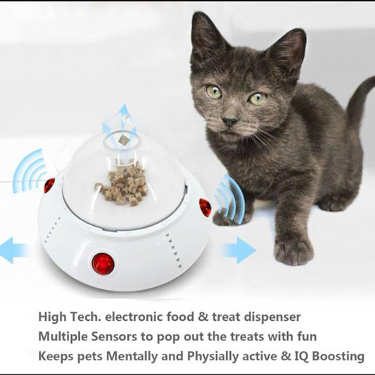 Interactive Pet Food Toys, Electric Smart Food Dispensing with Sensing Moving and Auto-Off