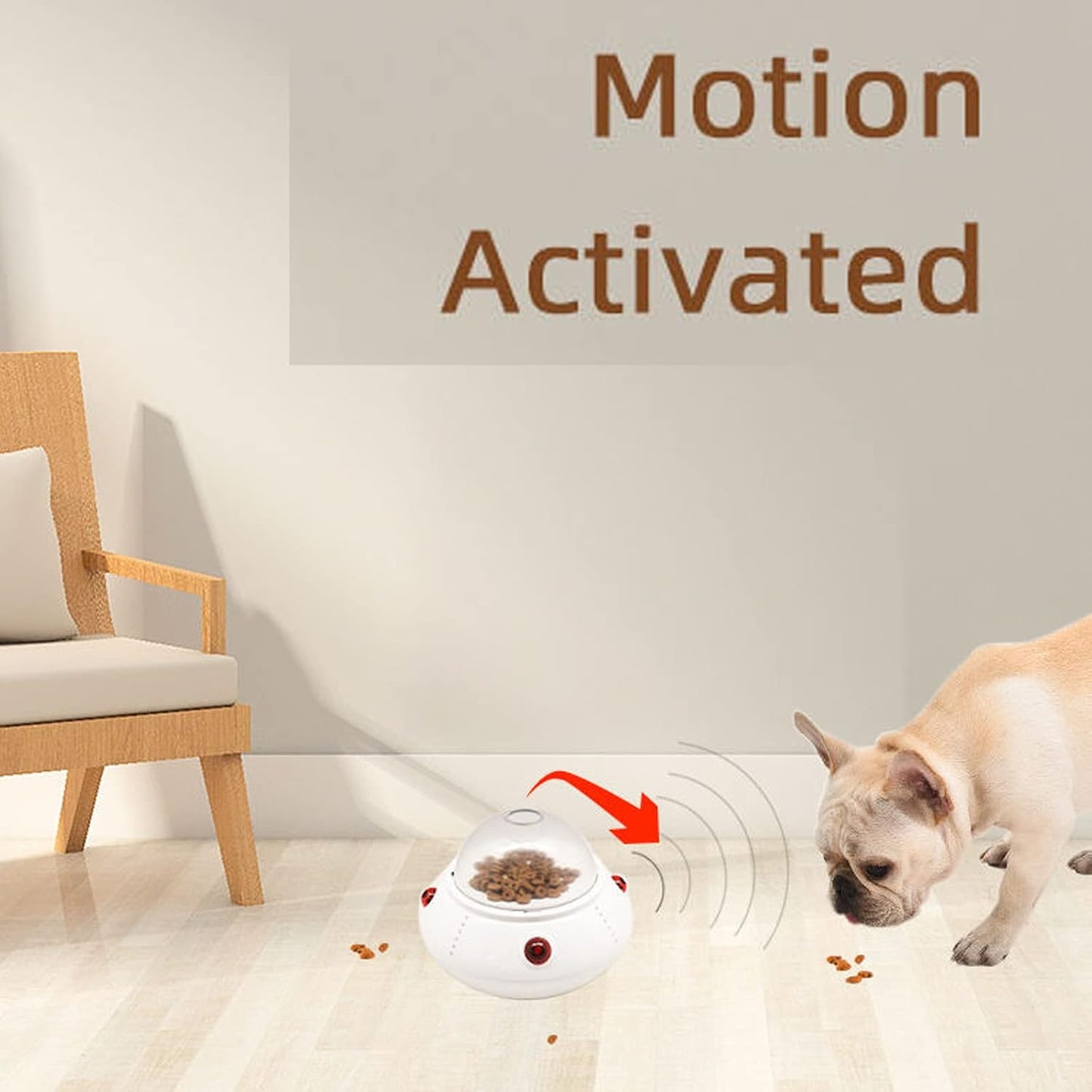 Interactive Pet Food Toys, Electric Smart Food Dispensing with Sensing Moving and Auto-Off