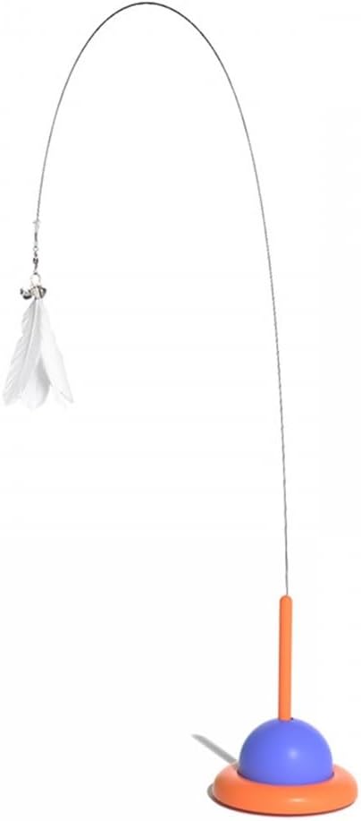 Cat Feather Toy, Steel Wire Cat Wand with Suction Cup & Bell for Indoor Cats