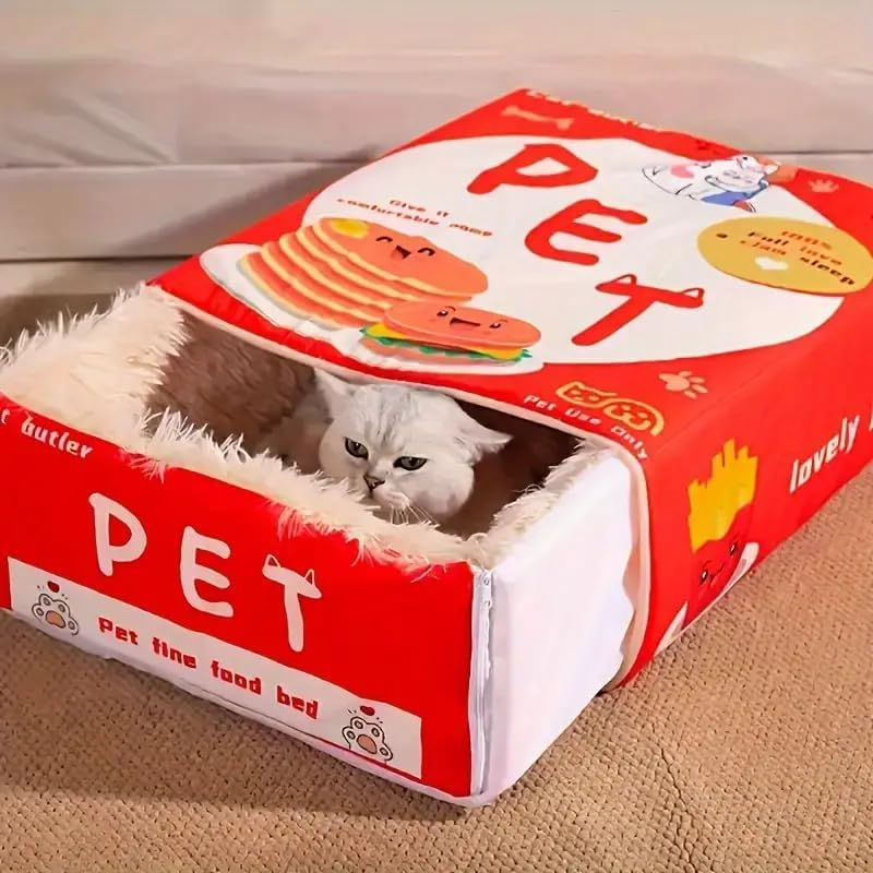 Pet House with Soft PP Cotton Cat Bed