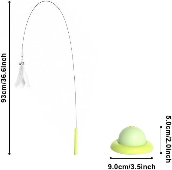 Cat Feather Toy, Steel Wire Cat Wand with Suction Cup & Bell for Indoor Cats