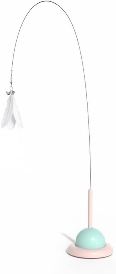 Cat Feather Toy, Steel Wire Cat Wand with Suction Cup & Bell for Indoor Cats