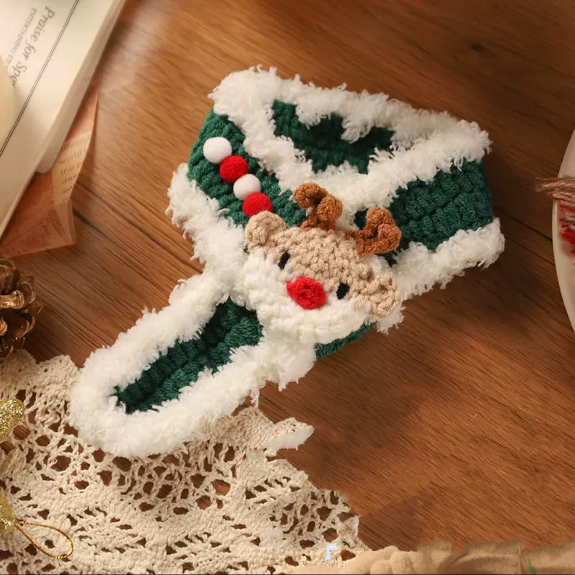 Knitted Christmas scarf Pet Decorations
