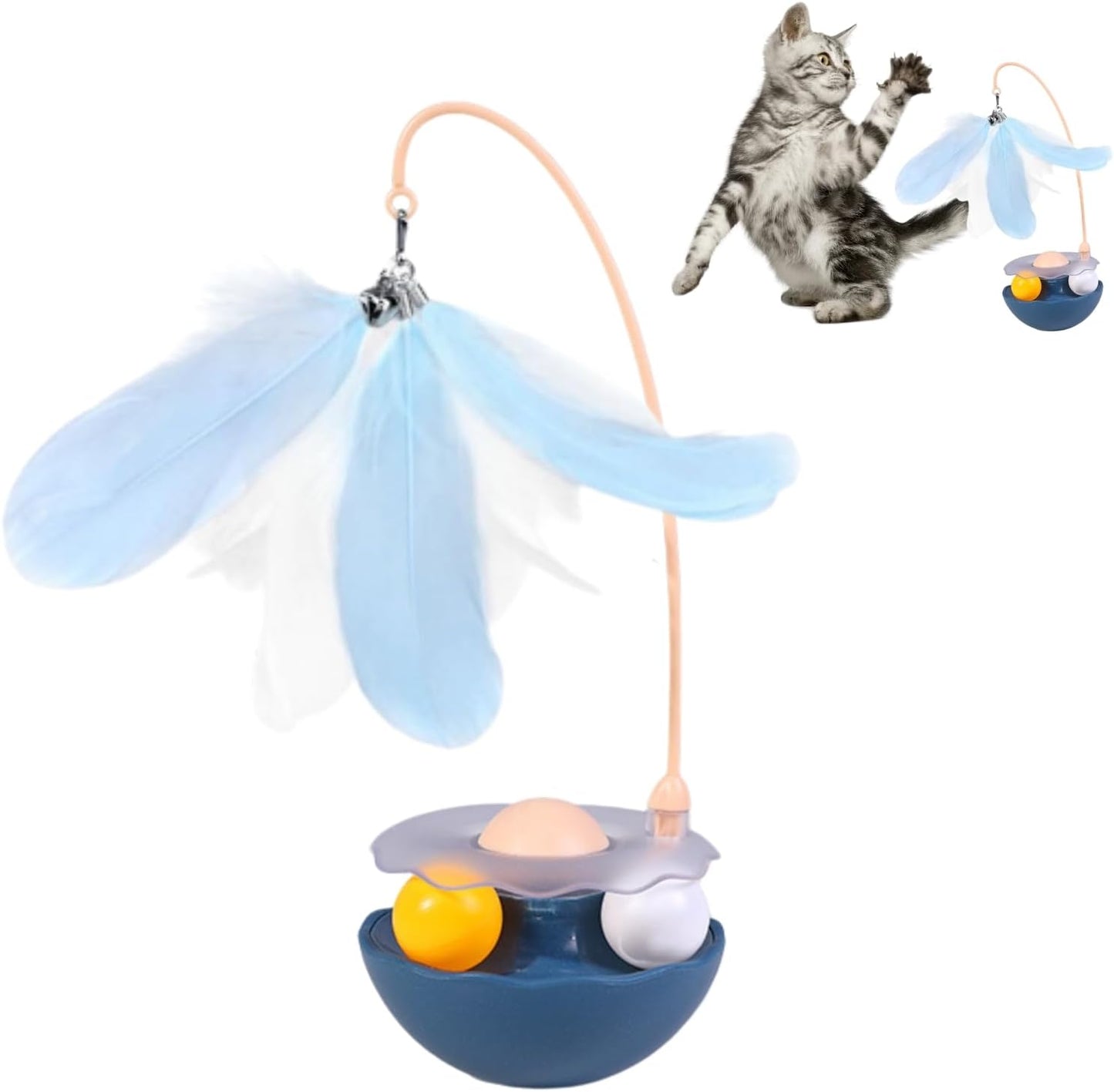 Interactive Cat Feather Toys, Catnip, Track Balls, Cat Teaser for Indoor Cats and Kittens Exercise