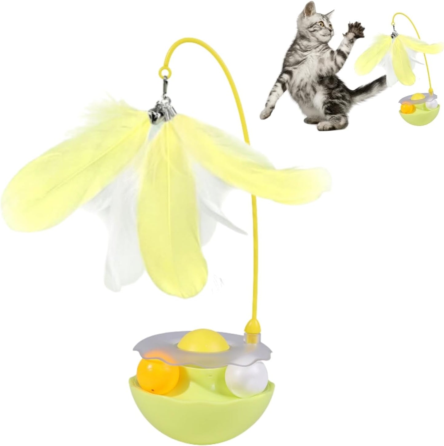 Interactive Cat Feather Toys, Catnip, Track Balls, Cat Teaser for Indoor Cats and Kittens Exercise