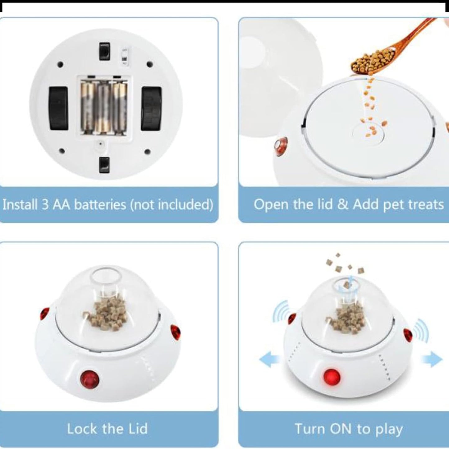 Interactive Pet Food Toys, Electric Smart Food Dispensing with Sensing Moving and Auto-Off