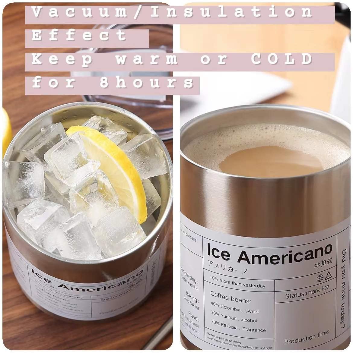 Stainless Steel Coffee Mug with Straw & Lid