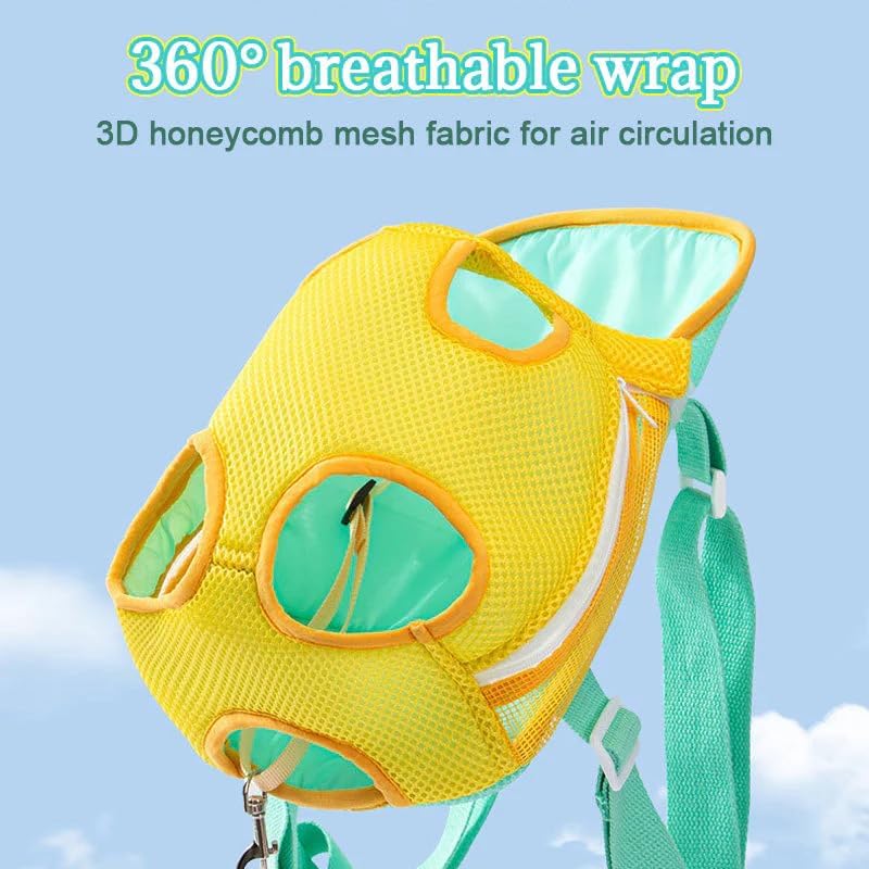 Pet Carrier Backpack, Adjustable Pet Front Cat Carrier Breathable, Easy-Fit for Traveling Hiking for Small Medium Dogs Cats (Yellow and Green Stitching, L-(Recommended Weight 7-10 Catties))