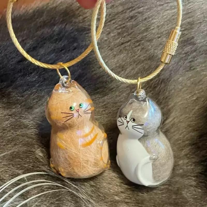 Cat keychain Hair Storage Bottle, Transparent Cat Hair Storage Box Pendants, Keychain Pet Memorial Gifts Accessories