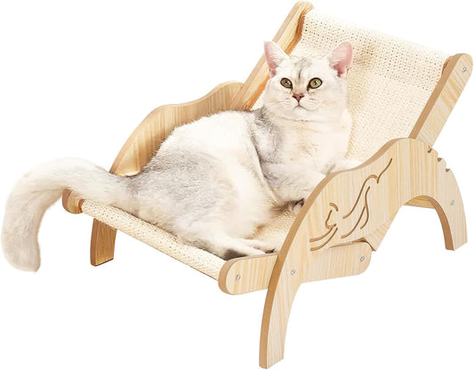 Elevated Cat Bed Cat Hammock Beach Chair with Sisal Scratcher
