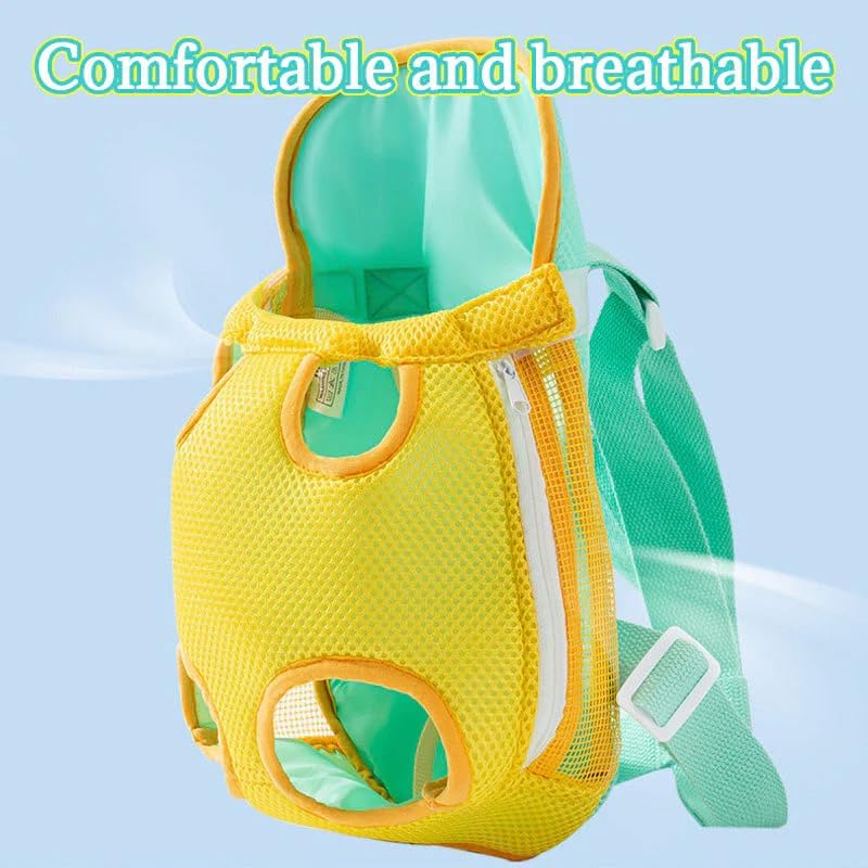 Pet Carrier Backpack, Adjustable Pet Front Cat Carrier Breathable, Easy-Fit for Traveling Hiking for Small Medium Dogs Cats (Yellow and Green Stitching, L-(Recommended Weight 7-10 Catties))