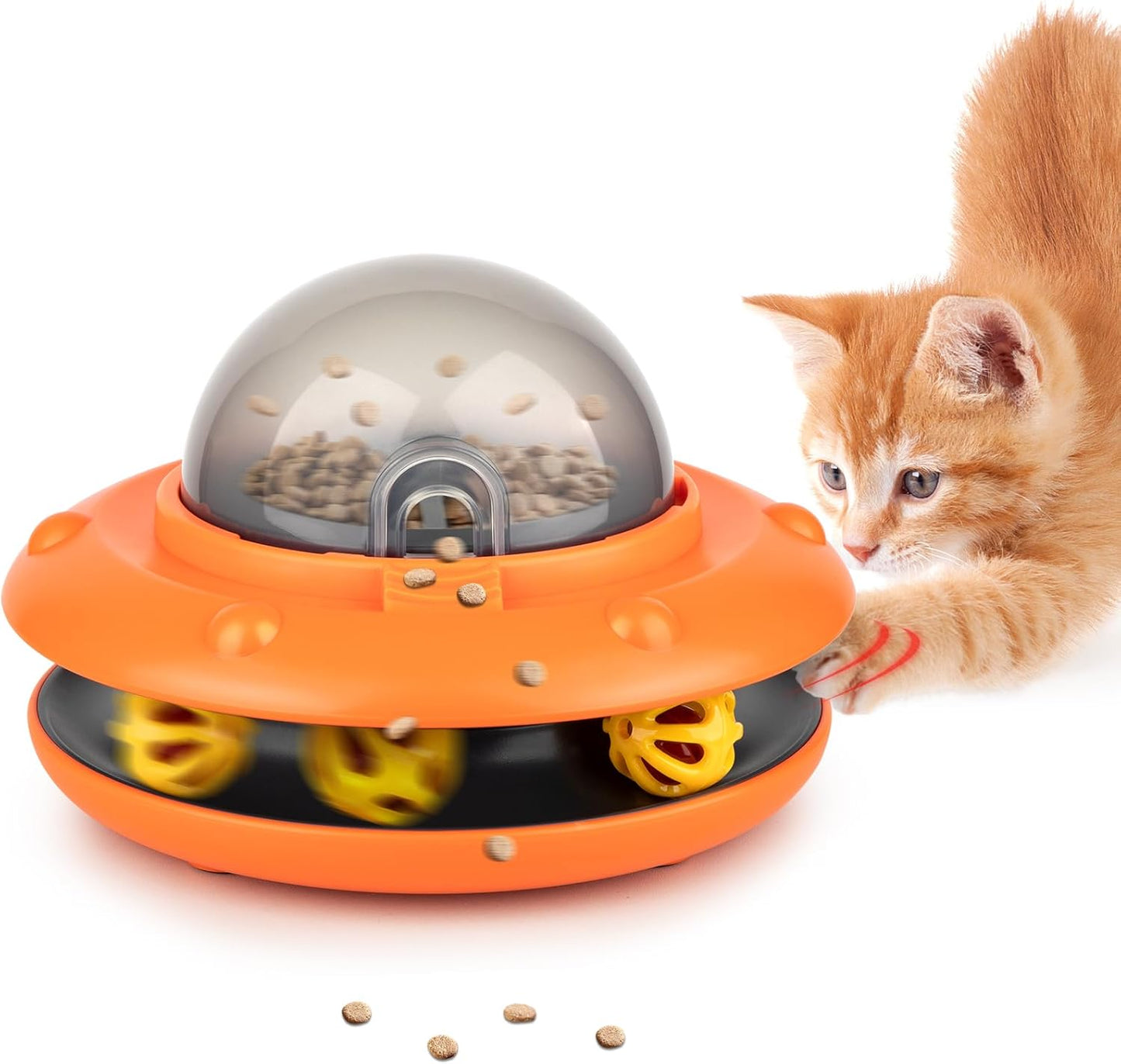 Interactive Cat Slow Feeder, 2-in-1 Intelligent Sensing Cat Automatic Food Dispenser