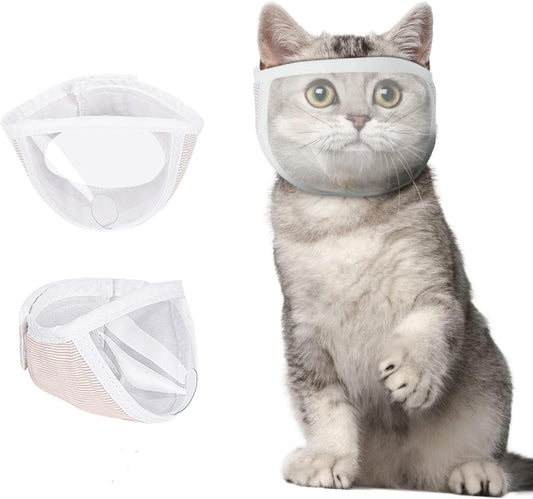 Cat Muzzle for Grooming, Transparent Cat Mouth Muzzle for Nail Trimming
