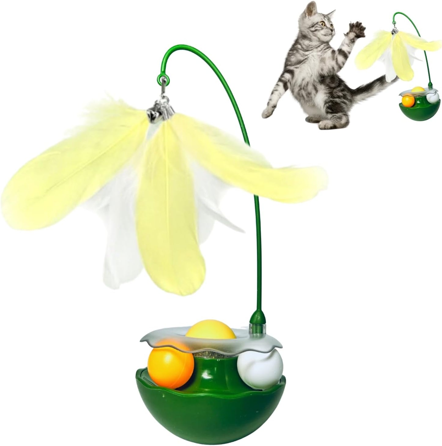 Interactive Cat Feather Toys, Catnip, Track Balls, Cat Teaser for Indoor Cats and Kittens Exercise