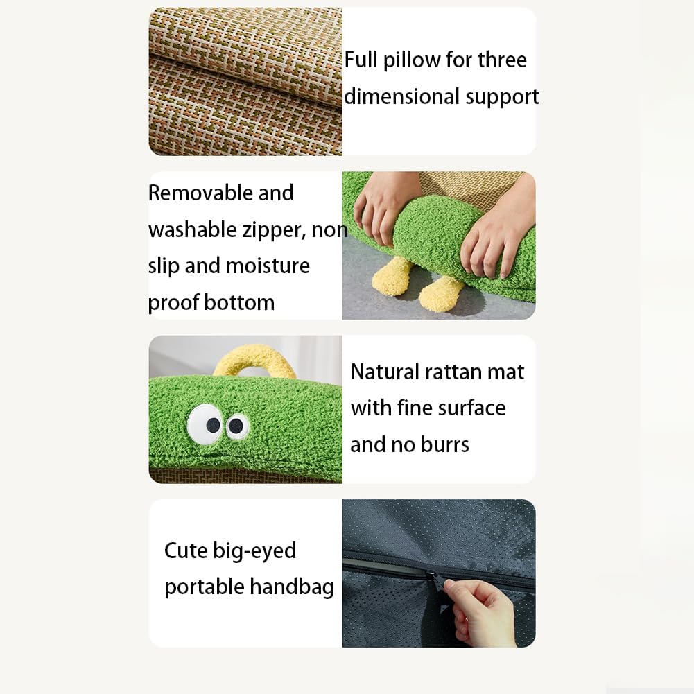 Summer Cooling Pet Mat, Rattan Pad Dog Bed, Square Cooling Mat, Pet ice Rattan nest, Dog Bed Summer Pad, Sleeping, for Large Medium Small Dogs Cats,M