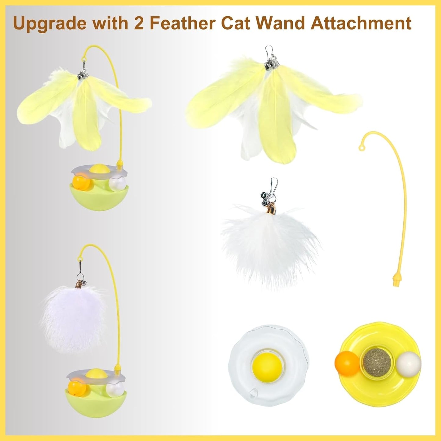Interactive Cat Feather Toys, Catnip, Track Balls, Cat Teaser for Indoor Cats and Kittens Exercise