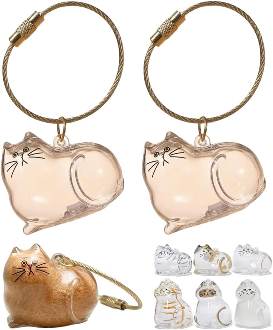 Cat keychain Hair Storage Bottle, Transparent Cat Hair Storage Box Pendants, Keychain Pet Memorial Gifts Accessories