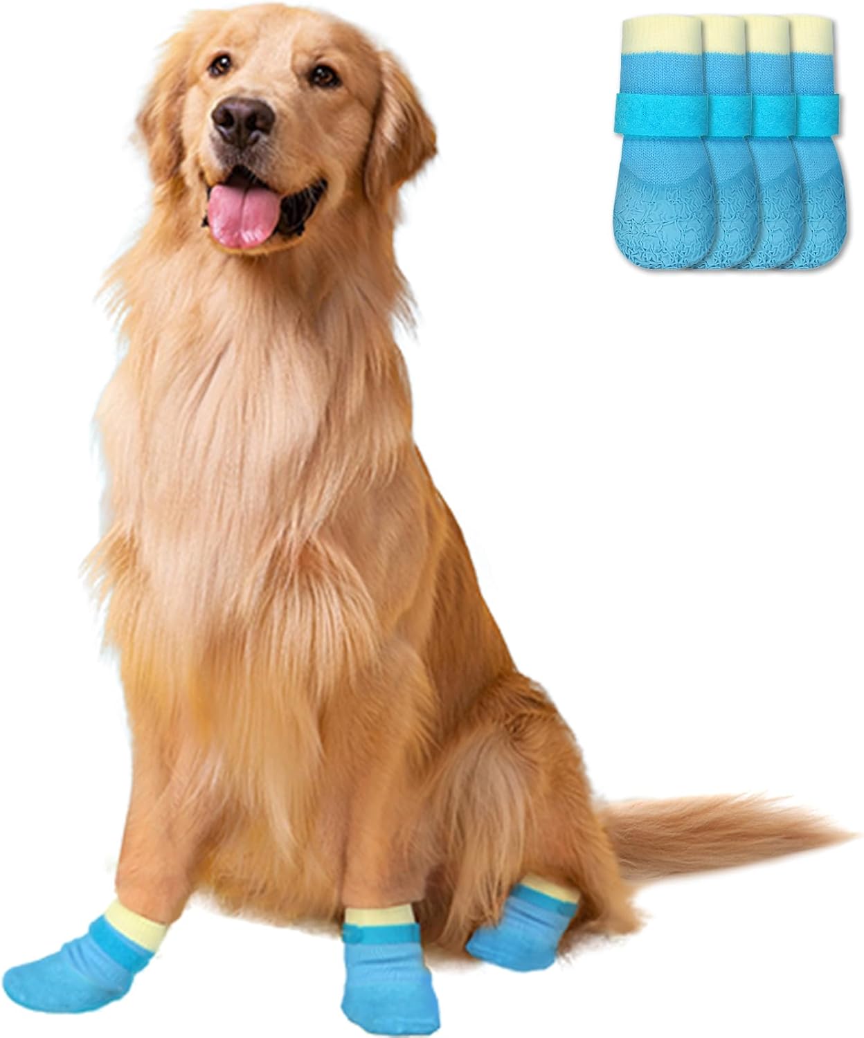 4Pcs Dog Booties and Paw Protectors, Anti-Slip Waterproof Dog Sock