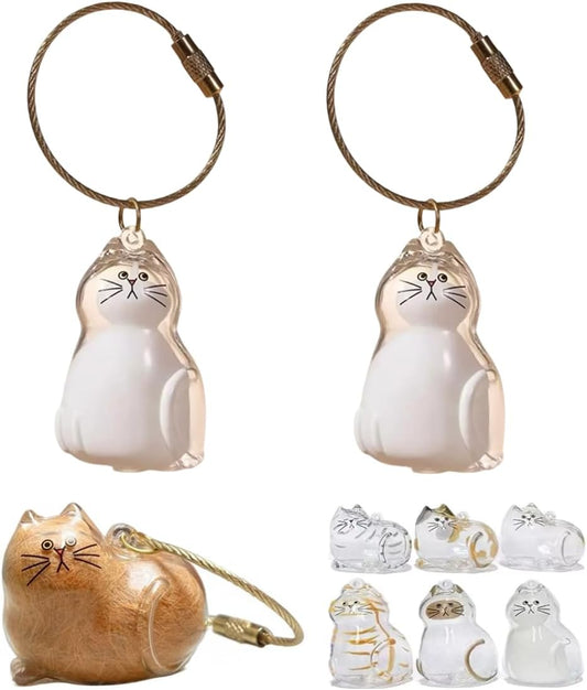 Cat keychain Hair Storage Bottle, Transparent Cat Hair Storage Box Pendants, Keychain Pet Memorial Gifts Accessories