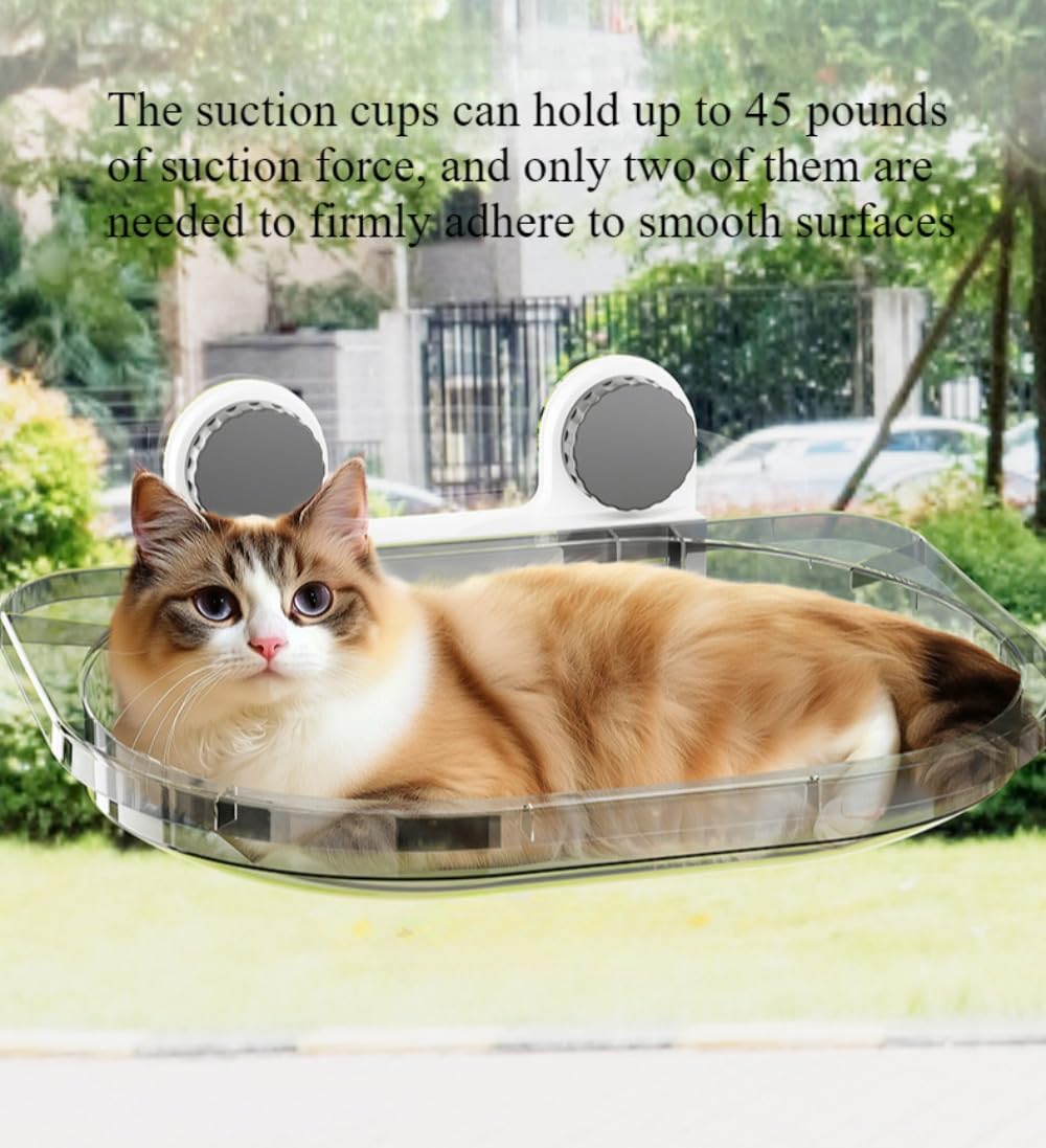 Transparent Cat Hammock Window Cat Bed with Two Strong Suction Cups Hanging Cat Climbing Frame (Gray)