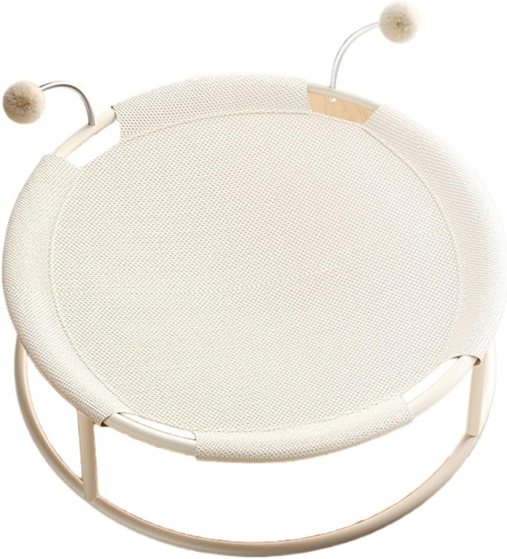 Cat Bed, All Seasons Universal Moisture-Proof Cat Hammock, Round Mesh Soft Breathable Mesh Fabric Pet Cat Trampoline(Mesh style Beige)