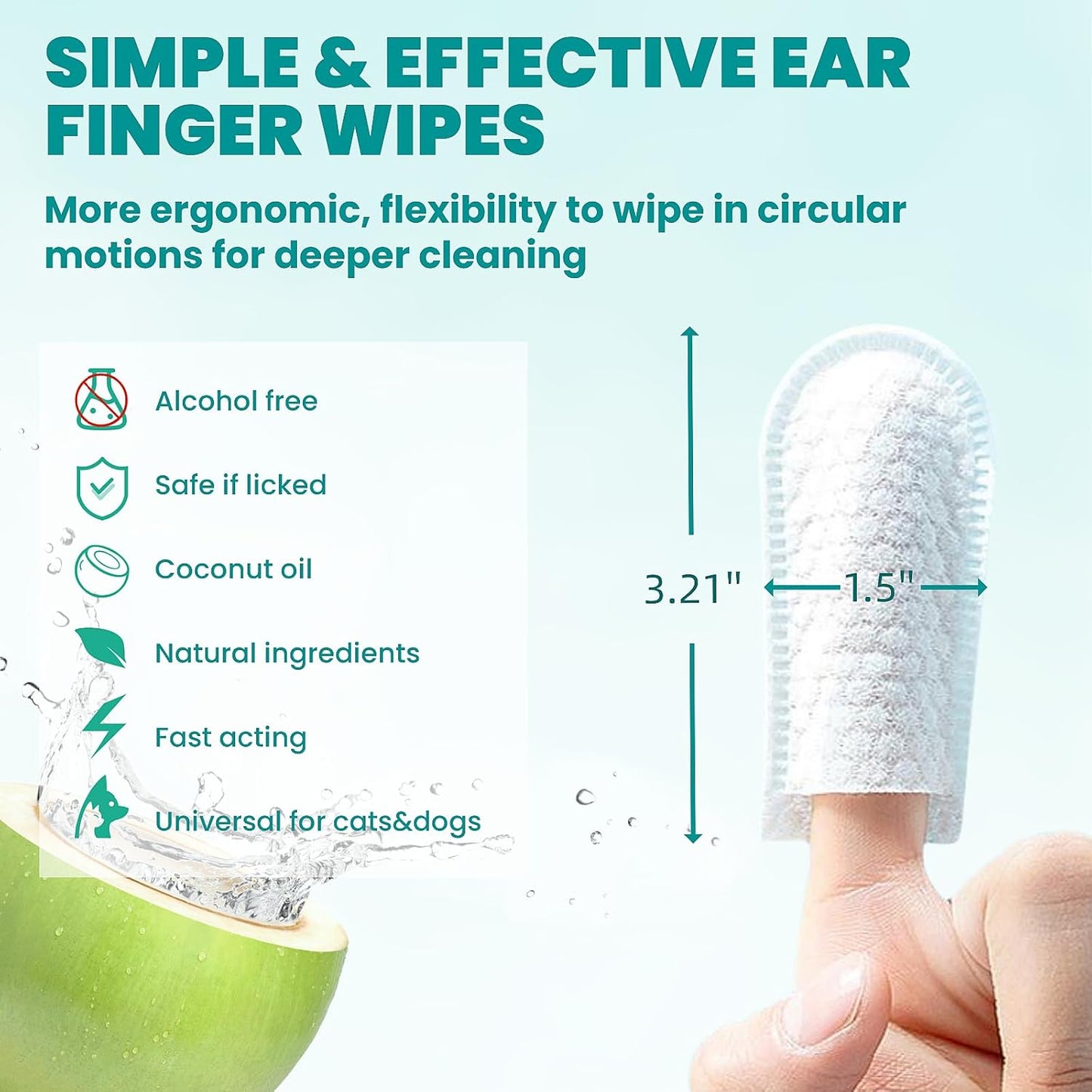 Ear Cleaner Finger Wipes 60 Counts