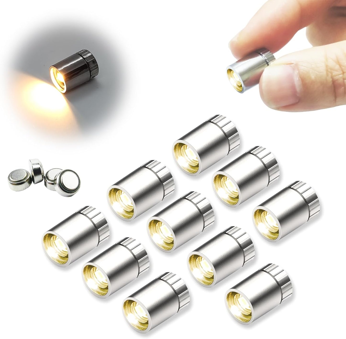 10 pcs Miniature Led Lights for Hand Craft/DIY, Dollhouse Light, Battery Powered - 10 Pack (Red)