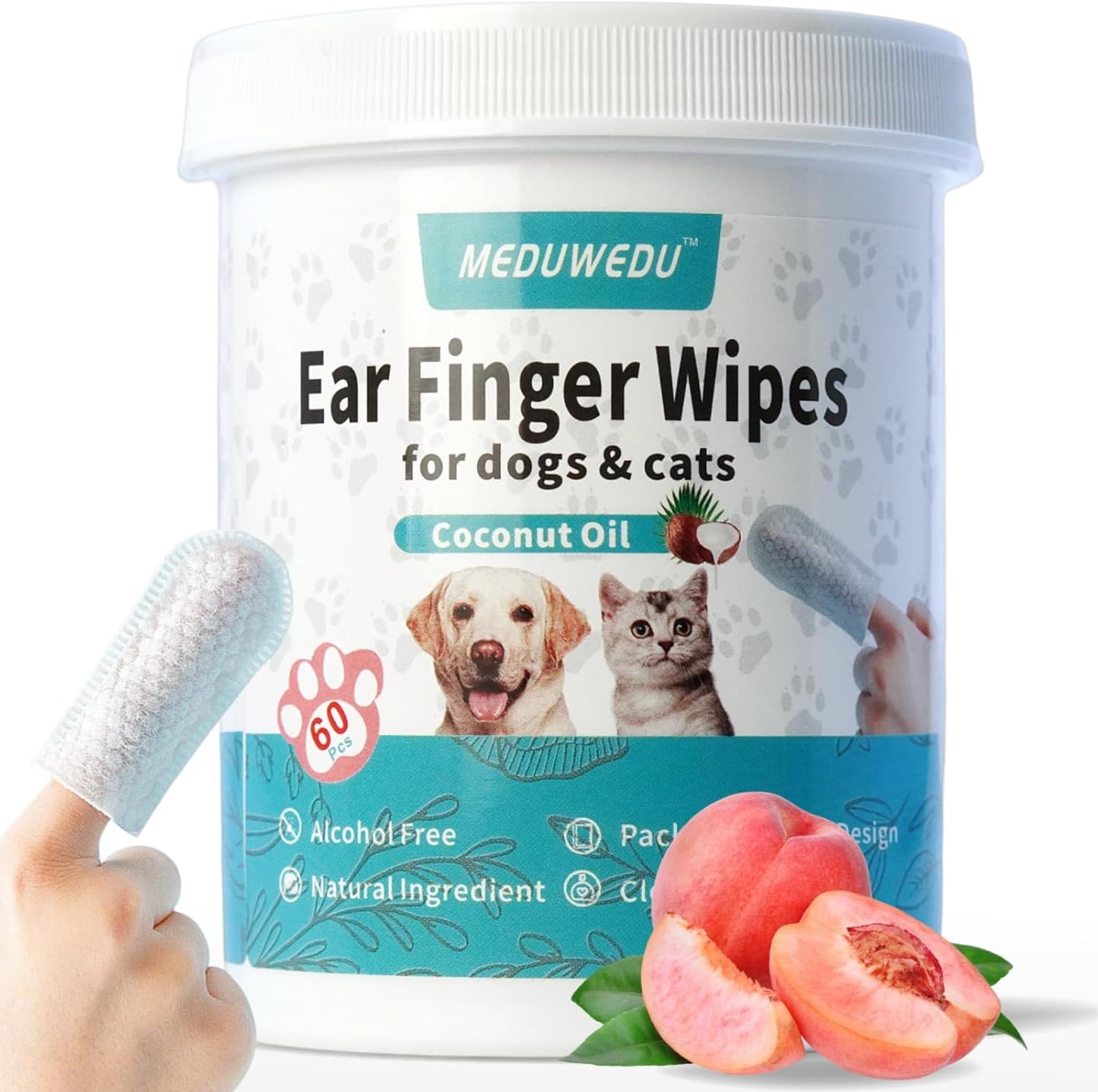 Ear Cleaner Finger Wipes 60 Counts