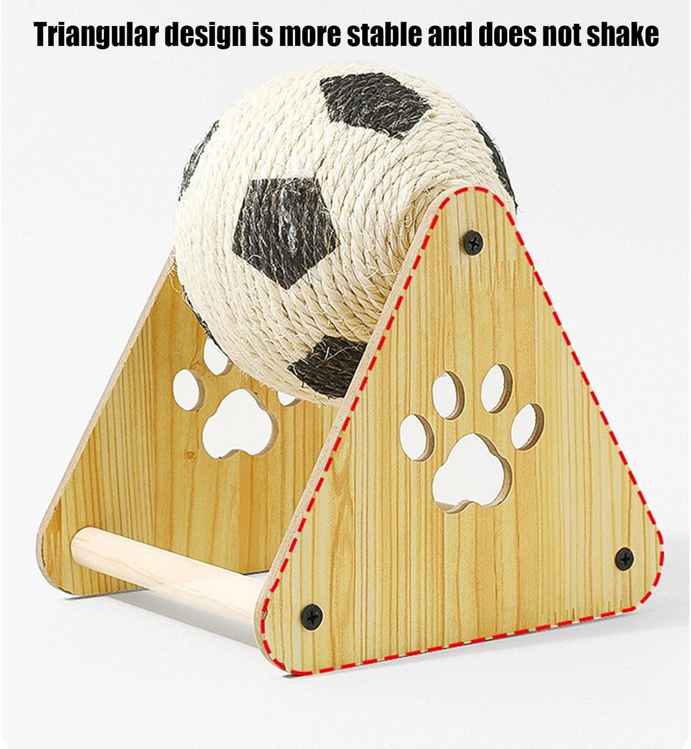 Cat Scratch Ball - Interactive Cat Ball Toy Stand with Wooden Base | Spherical Nail File Scratcher, Enrichment Exercise Soccer Pet Supplies for Indoor Small Medium Breed Kittens Dogs