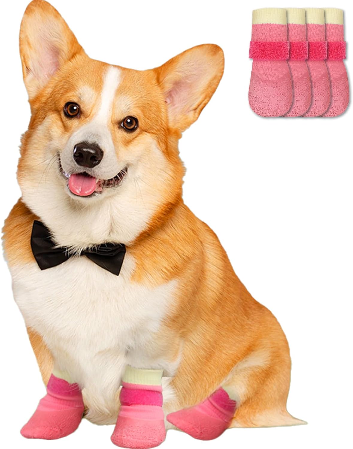 4Pcs Dog Booties and Paw Protectors, Anti-Slip Waterproof Dog Sock