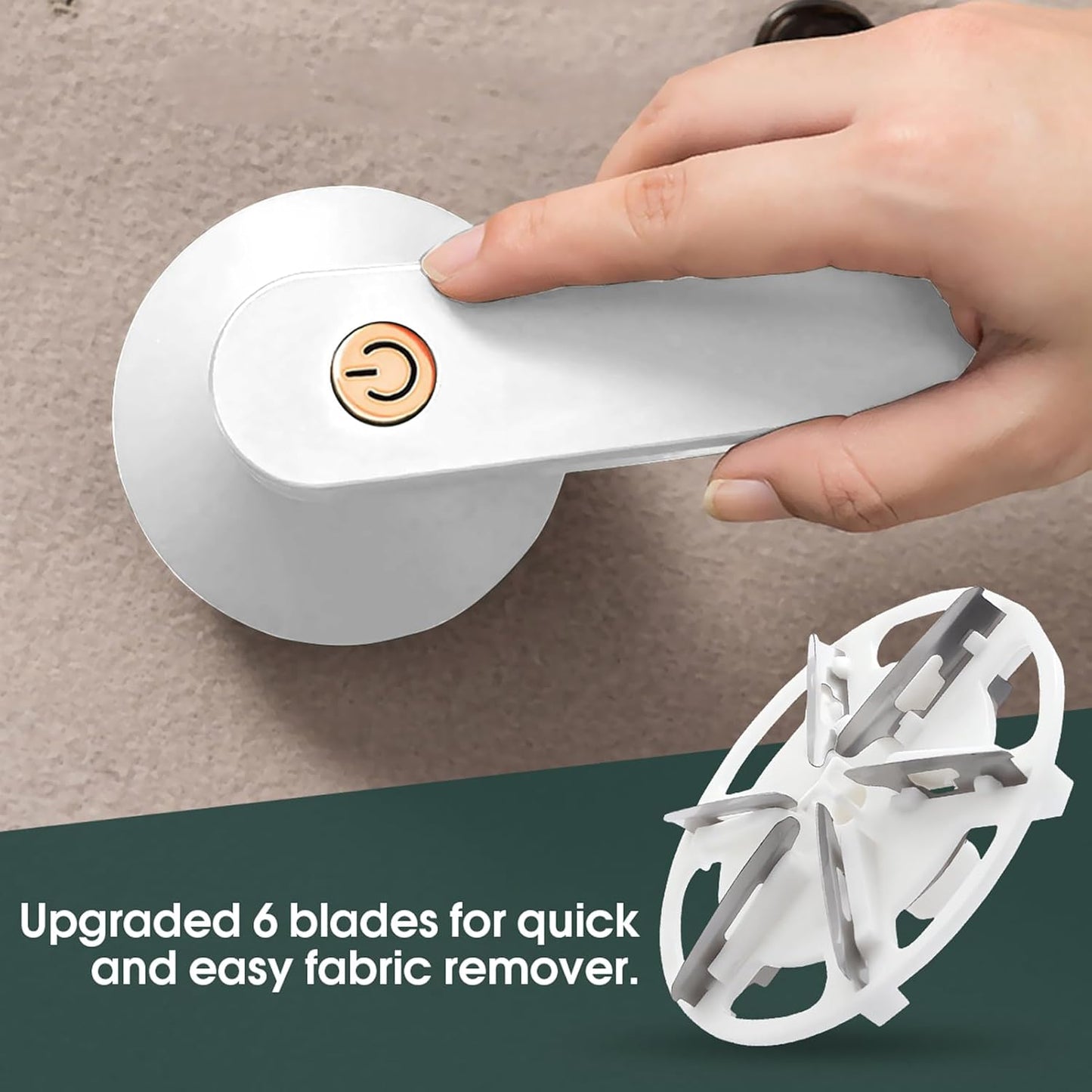 Lint Remover Clothes Fuzz Fabric Shaver Defuzzer with 6-Leaf Blades Rechargeable Sweater Shaver Pill Remove Pilling Fuzz for Clothing Couch Blanket - White