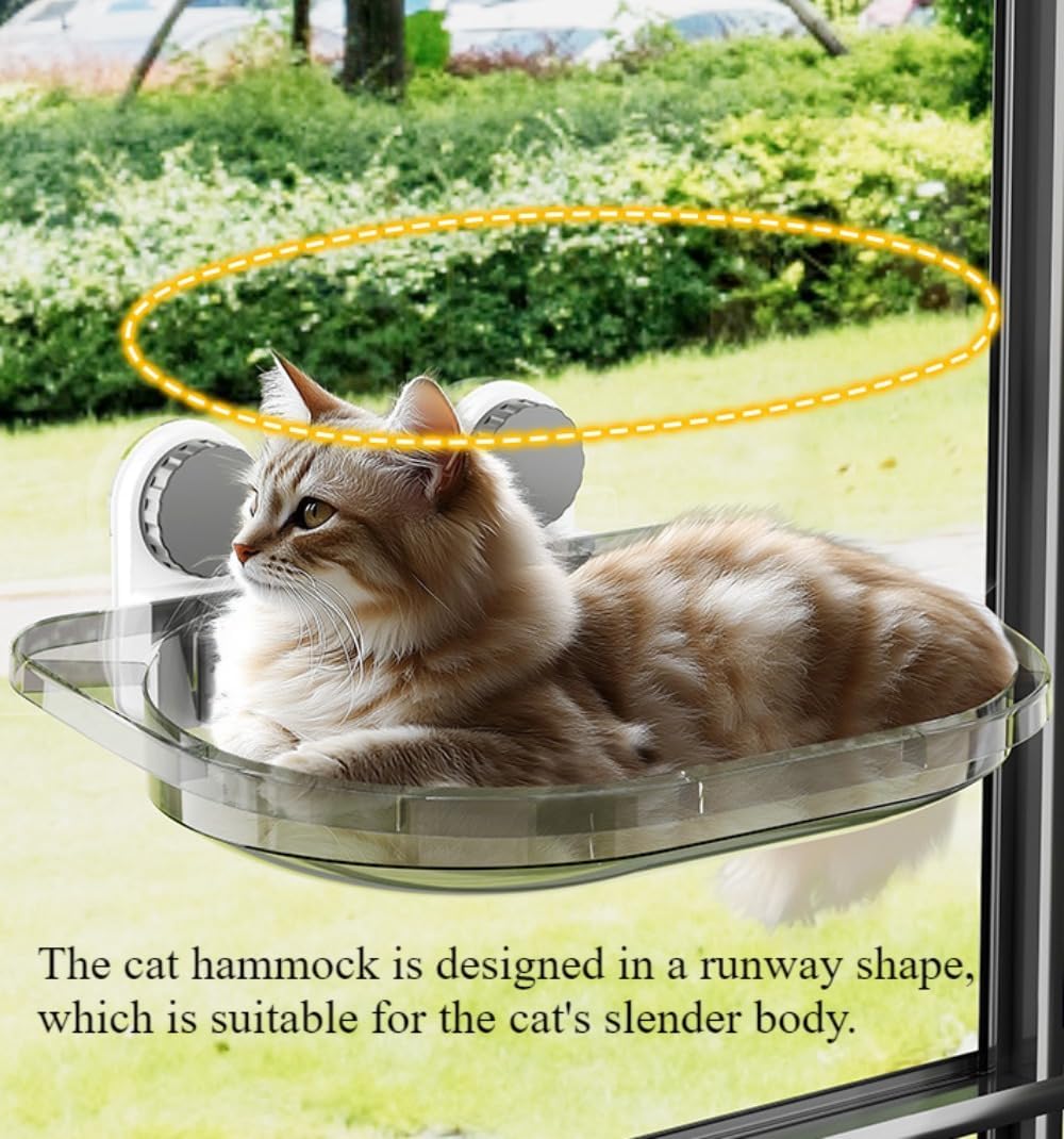 Transparent Cat Hammock Window Cat Bed with Two Strong Suction Cups Hanging Cat Climbing Frame (Gray)