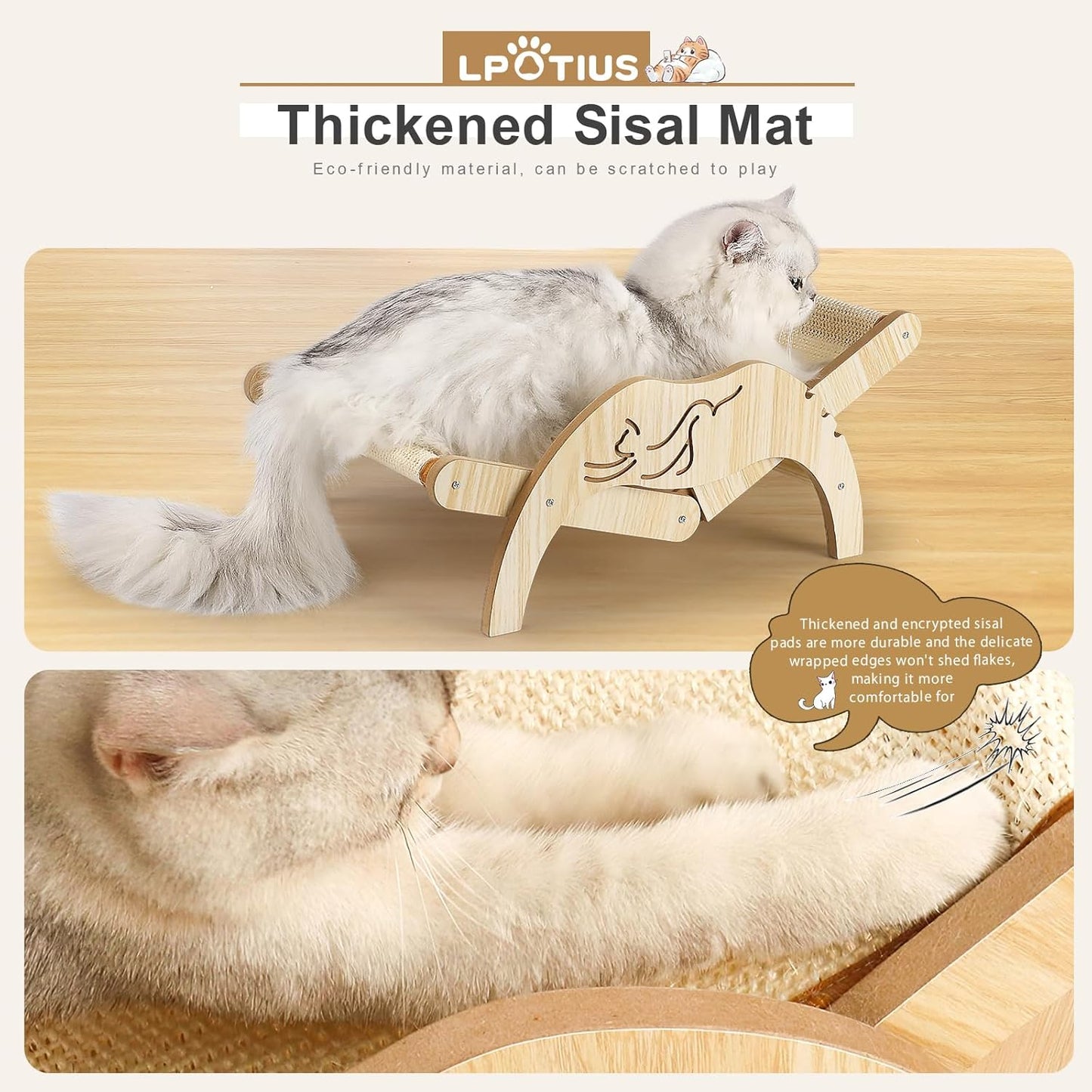 Elevated Cat Bed Cat Hammock Beach Chair with Sisal Scratcher