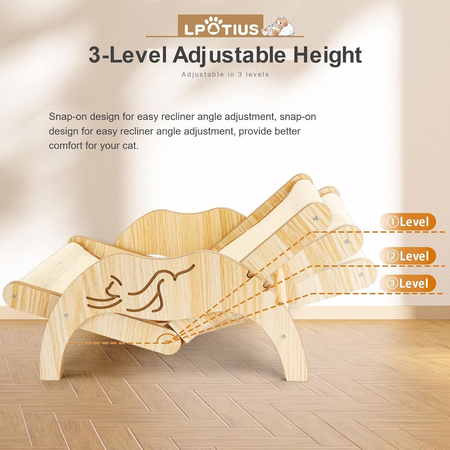 Elevated Cat Bed Cat Hammock Beach Chair with Sisal Scratcher