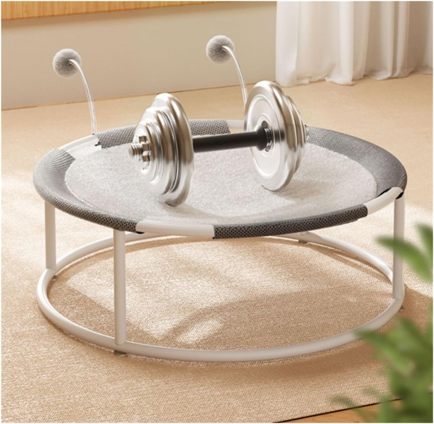 Cat Bed, All Seasons Universal Moisture-Proof Cat Hammock, Round Mesh Soft Breathable Mesh Fabric Pet Cat Trampoline(Mesh style Beige)