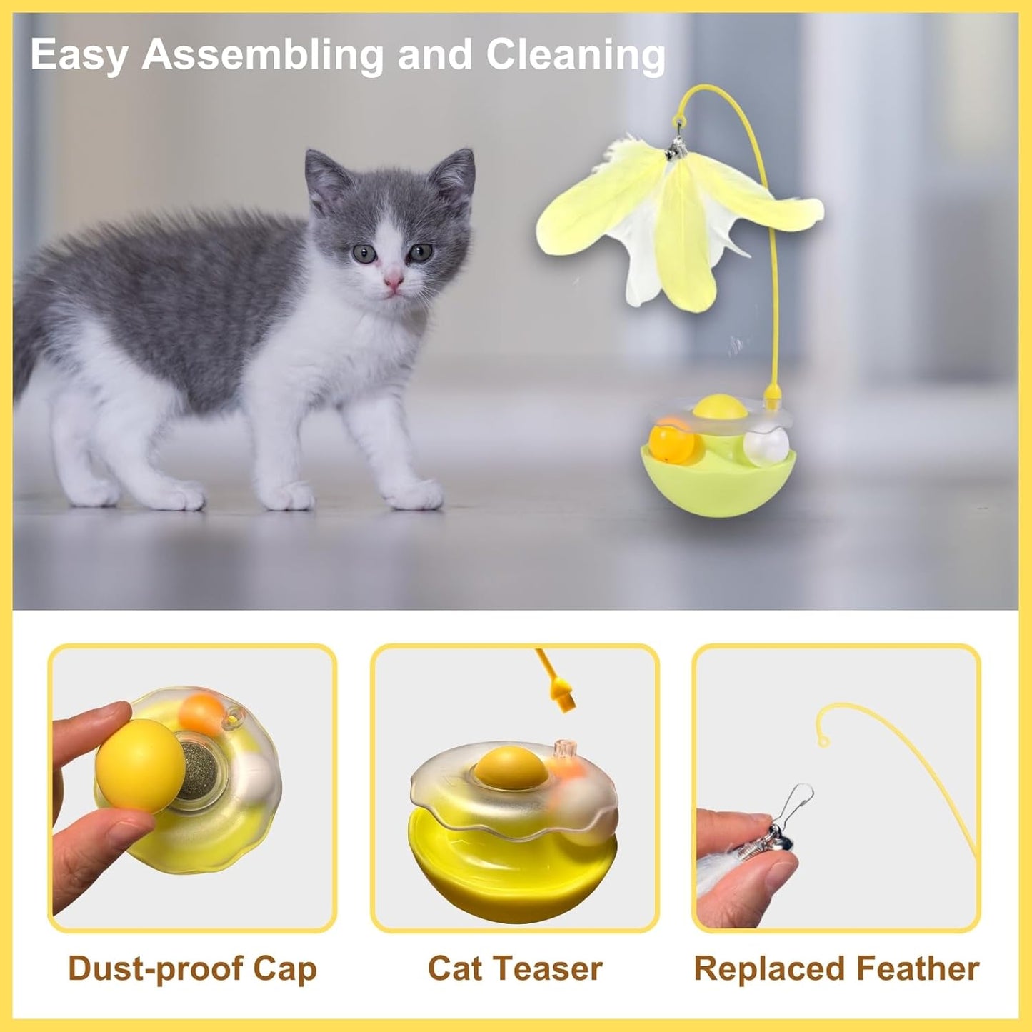Interactive Cat Feather Toys, Catnip, Track Balls, Cat Teaser for Indoor Cats and Kittens Exercise