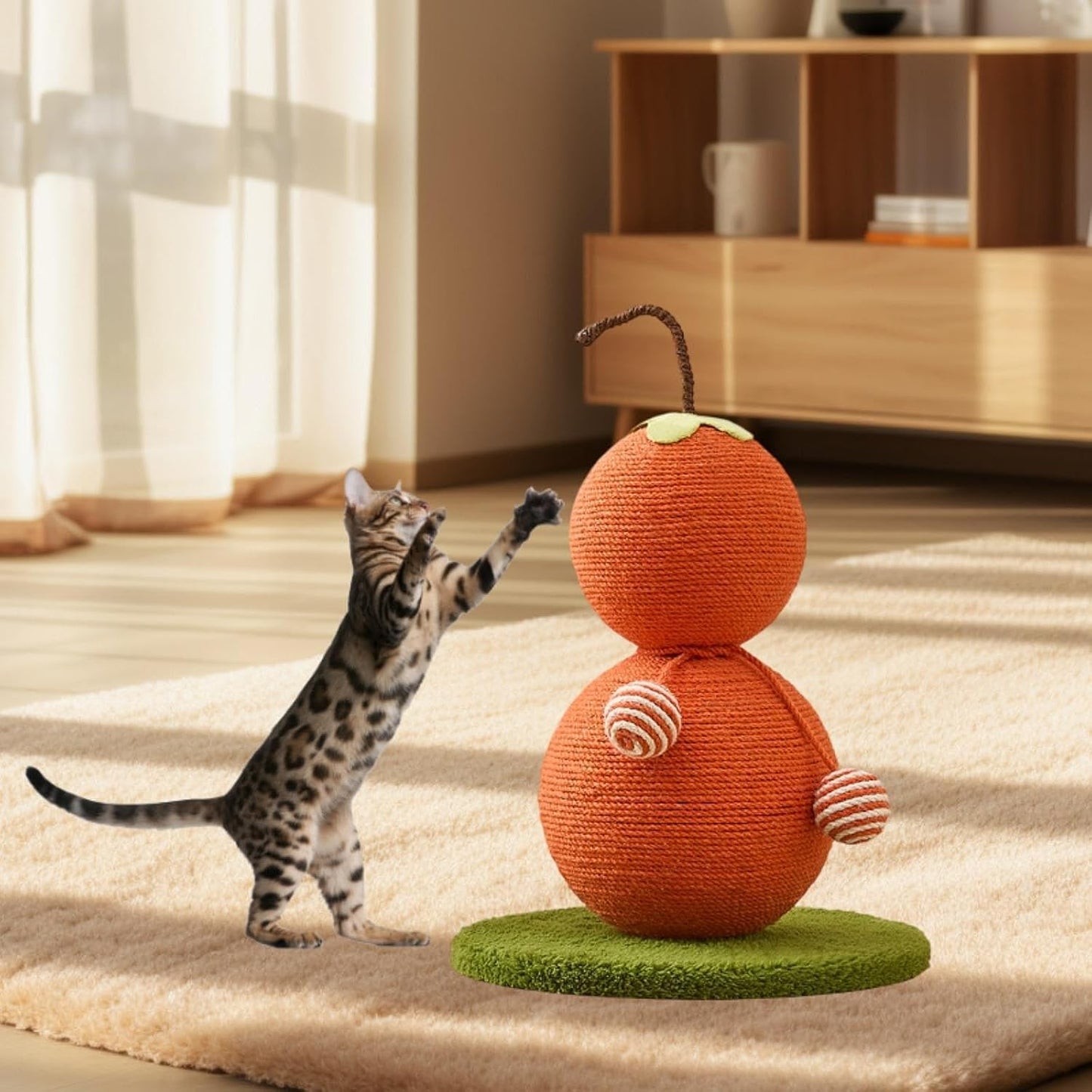 Cat Scratcher Pad Bed Activity Center Furniture Protector Cat Scratching Board Kitten Scratching Pad for Indoor Cats Resting, Orange