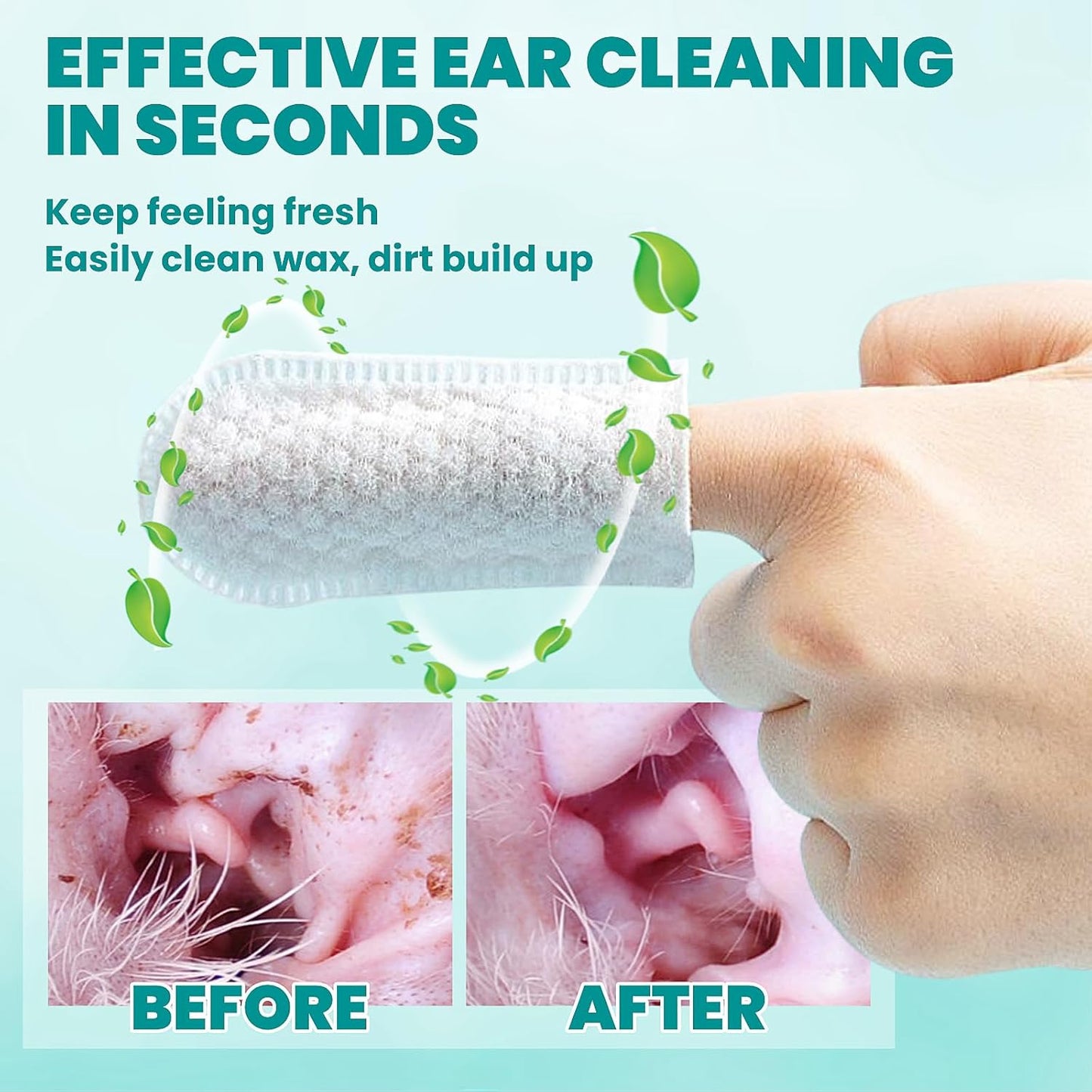 Ear Cleaner Finger Wipes 60 Counts