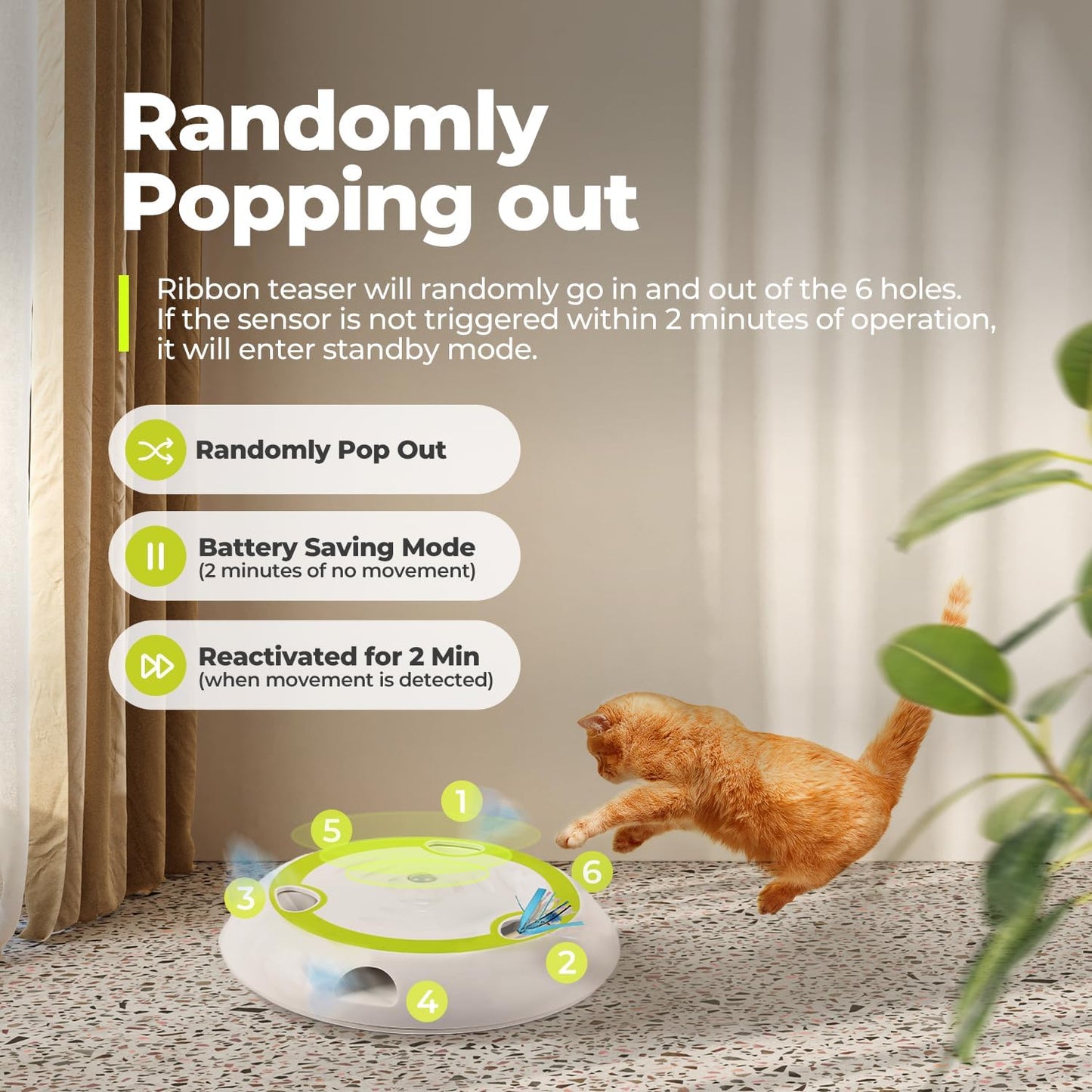 nteractive Cat Toys with Automatic Feather Mice & No Touch Sensor Required