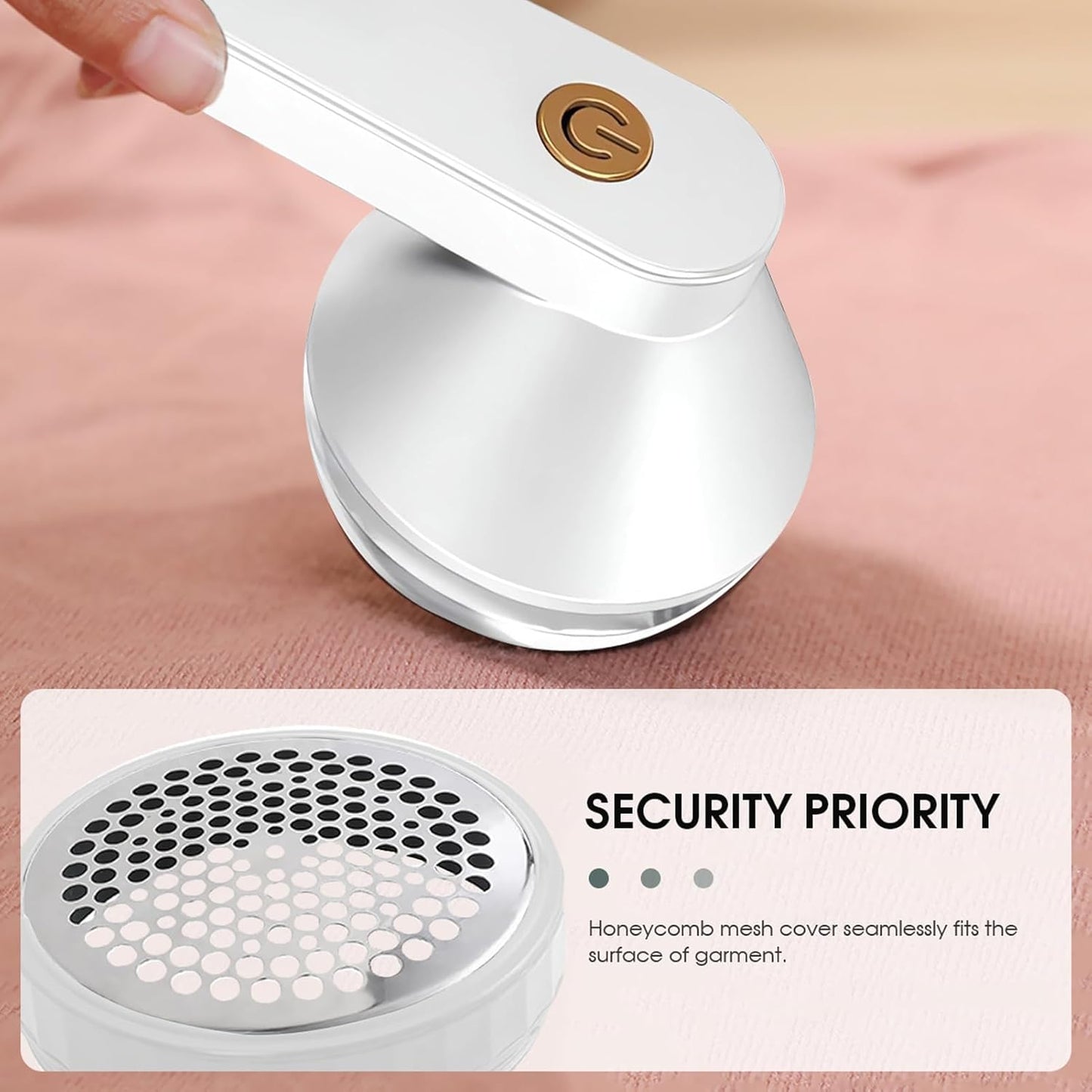 Lint Remover Clothes Fuzz Fabric Shaver Defuzzer with 6-Leaf Blades Rechargeable Sweater Shaver Pill Remove Pilling Fuzz for Clothing Couch Blanket - White