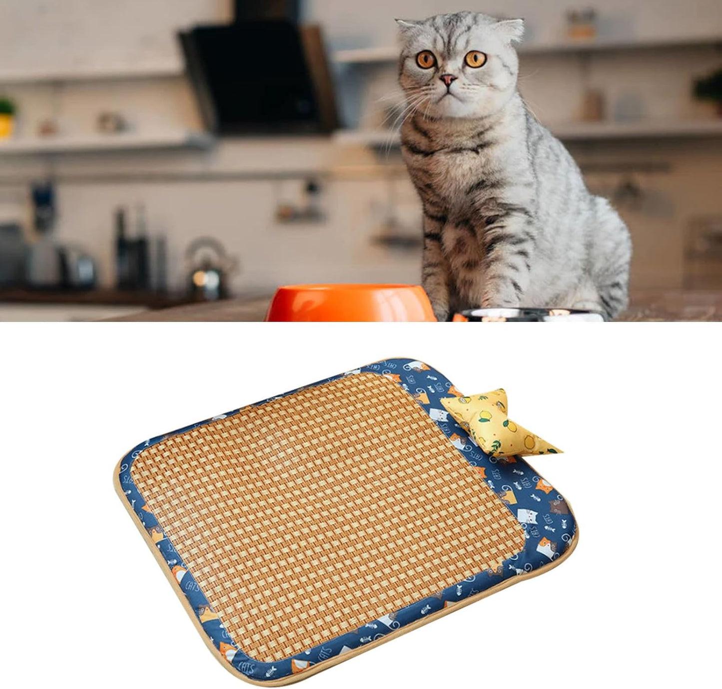 Rattan Cooling Mat Bite Resistant Comfortable Breathable Cat Cooling Mat