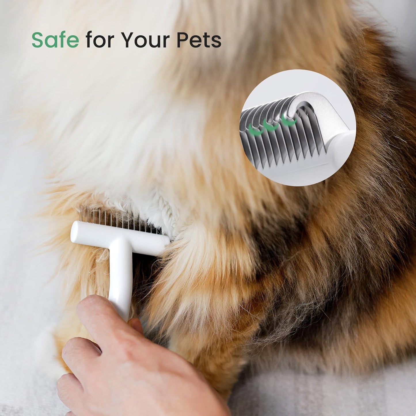 Cat and Dog Brush for Shedding and Undercoat Dematting, Pet Grooming Tool for Medium to Long Hair Pets, Skin-Safe and Lightweight