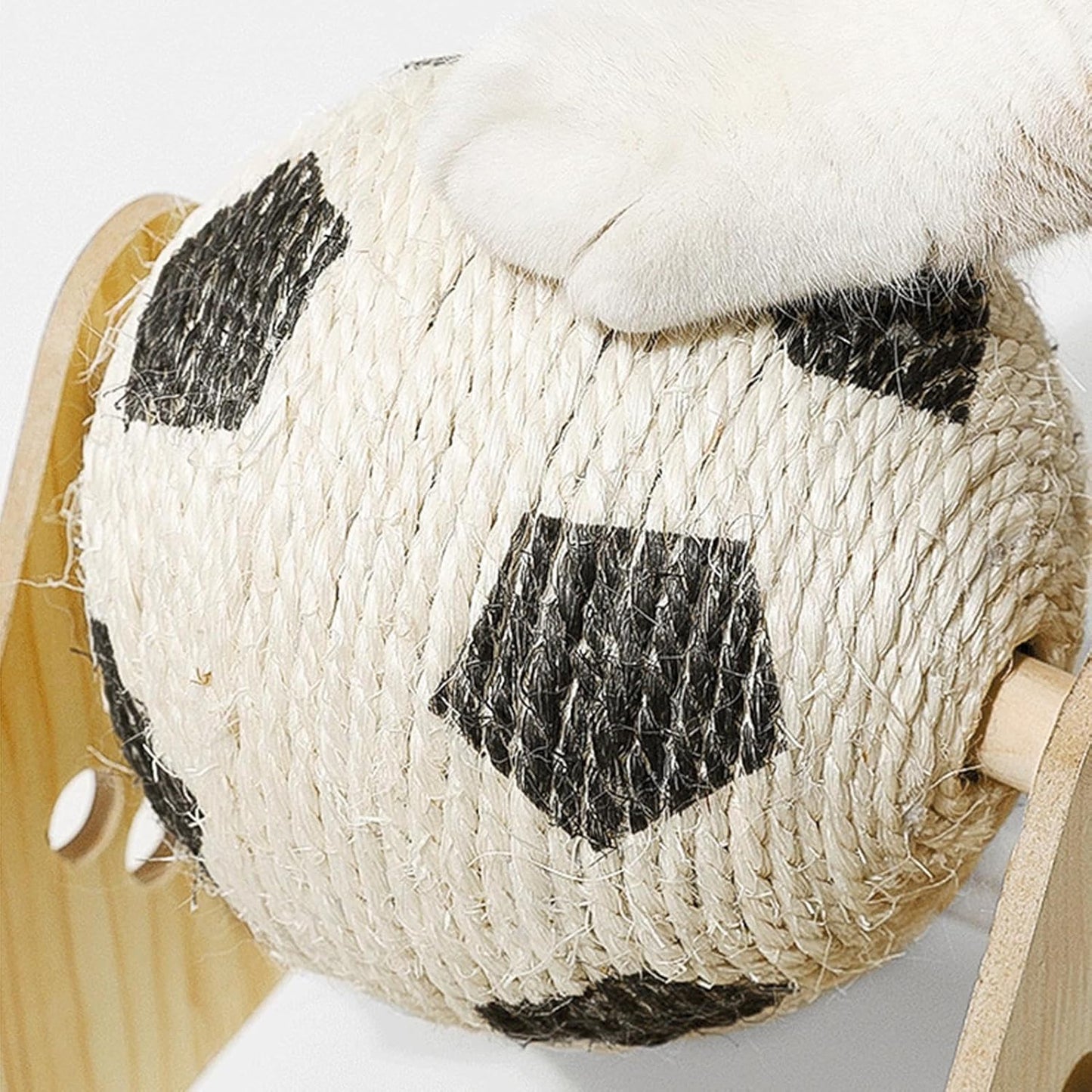 Cat Scratch Ball - Interactive Cat Ball Toy Stand with Wooden Base | Spherical Nail File Scratcher, Enrichment Exercise Soccer Pet Supplies for Indoor Small Medium Breed Kittens Dogs