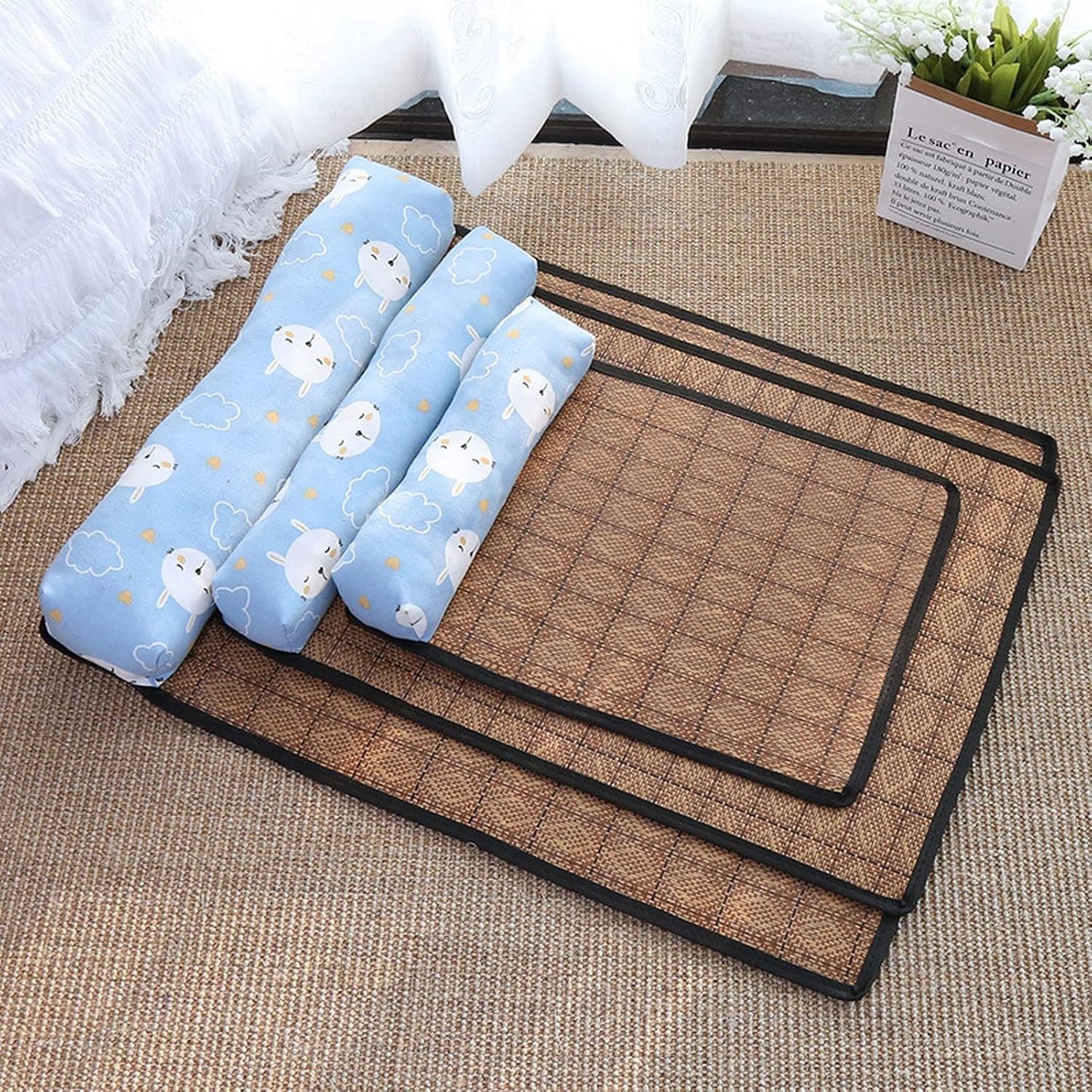 Pet Cooling Mat Pet Non-Slip Blanket Rattan Weaving Mat For Summer