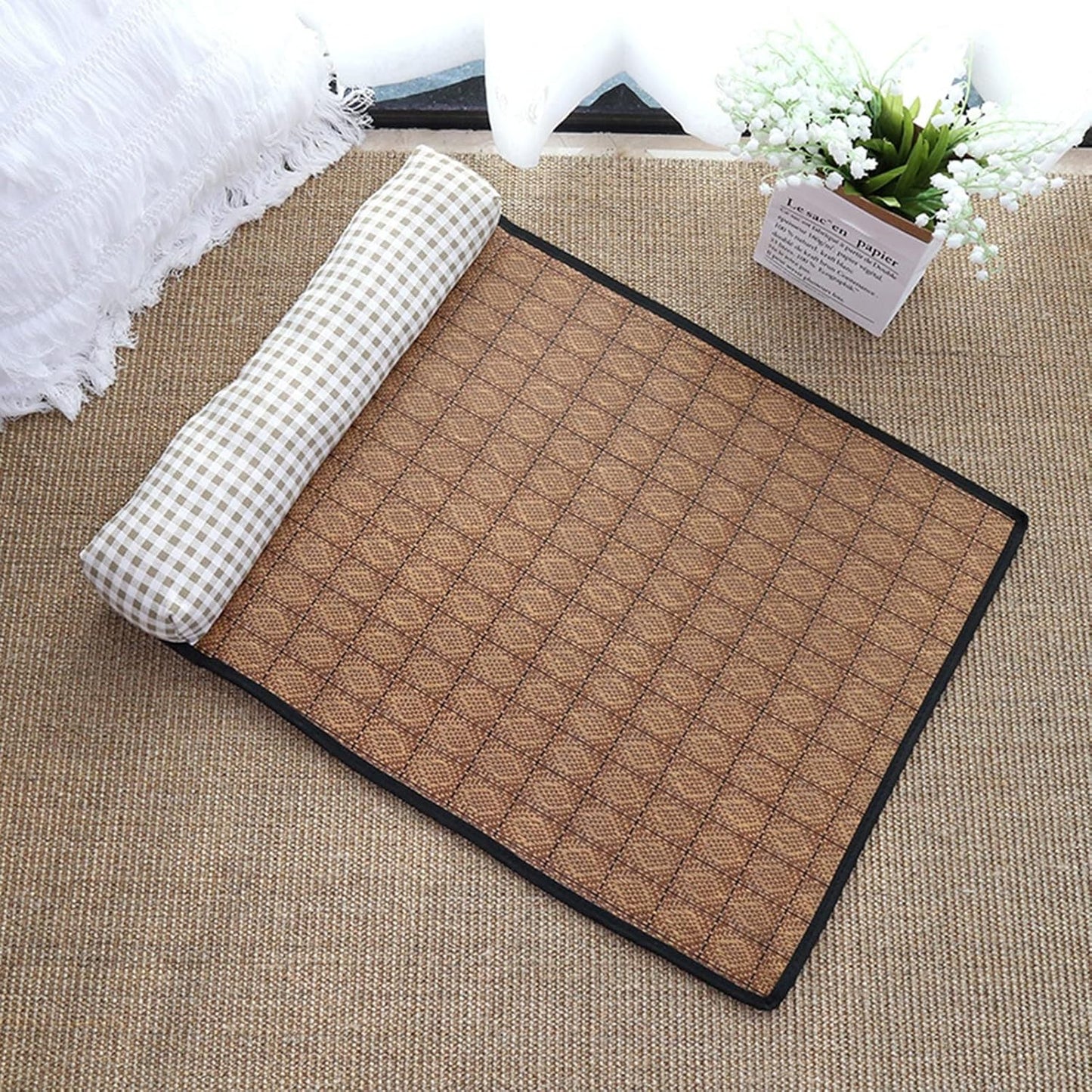 Pet Cooling Mat Pet Non-Slip Blanket Rattan Weaving Mat For Summer