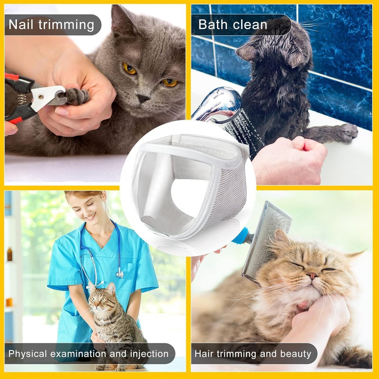Cat Muzzle for Grooming, Transparent Cat Mouth Muzzle for Nail Trimming